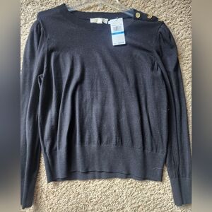 New Nwt Women Michael Kors Black Sweater L Large
